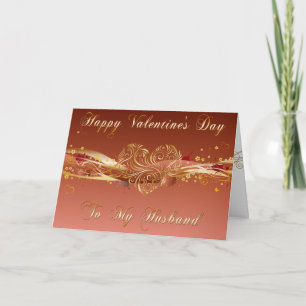 Cartes Pour Fêtes Annuelles Gold Filigree Heart Husband Valentine Card
