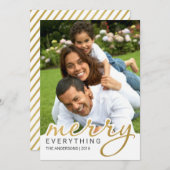 Cartes Pour Fêtes Annuelles Gold Foil Effet Joyeux Script à main (Devant / Derrière)