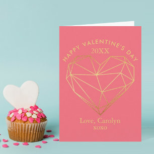 Cartes Pour Fêtes Annuelles Gold Foil Geometry Heart Photo Saint-Valentin