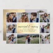 Cartes Pour Fêtes Annuelles Gold Foil marié & Joyeux Mariage (Devant / Derrière)