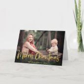 Cartes Pour Fêtes Annuelles Gold Foil Script Joyeux Noël Photo de vacances (Devant)