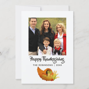 Cartes Pour Fêtes Annuelles Gold Foil Thanksgiving Family Photo