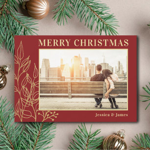 Cartes Pour Fêtes Annuelles Gold Folift Bourgogne Photo Joyeux Noël