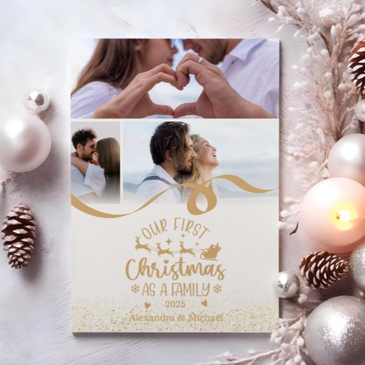 Cartes Pour Fêtes Annuelles Gold Glitter 3 Photo Christmas