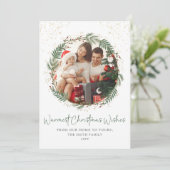 Cartes Pour Fêtes Annuelles Gold Green Wreath Famille de Noël (Debout devant)