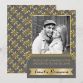 Cartes Pour Fêtes Annuelles Gold, Grey Snowflake Joyhe Noël (Devant / Derrière)