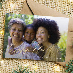 Cartes Pour Fêtes Annuelles Gold Happy Holidays snowflakes photo