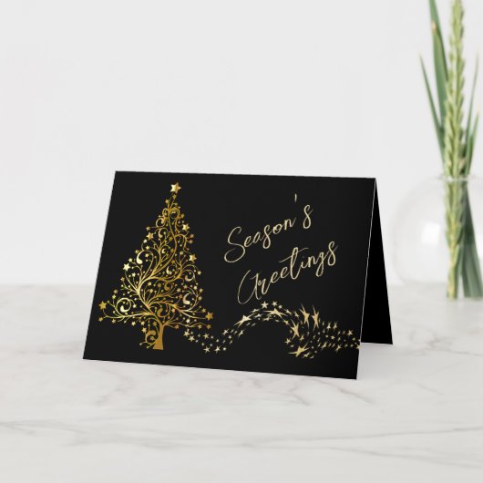 Cartes Pour Fêtes Annuelles Gold Holiday Star Tree (Devant)