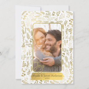 Cartes Pour Fêtes Annuelles Gold Joy Foil Botanique Moderne Glam Photo de vaca