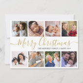 Cartes Pour Fêtes Annuelles Gold Joyeux Noël 9 Photo Collage (Devant)