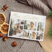 Cartes Pour Fêtes Annuelles Gold Joyeux Noël Élégant Script Photo Collage