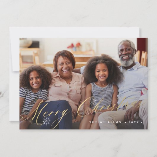 Cartes Pour Fêtes Annuelles Gold Joyeux Noël élégant script simple photo (Devant)