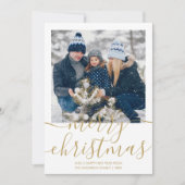 Cartes Pour Fêtes Annuelles Gold Joyeux Noël Script Photo Holiday Card (Devant)