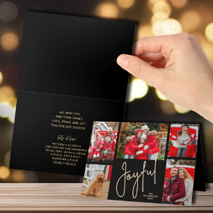 Cartes Pour Fêtes Annuelles Gold JOYFUL 5 Photo Plié Noir Noël