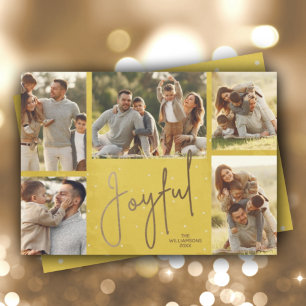 Cartes Pour Fêtes Annuelles Gold JOYFUL Multi Photo sur Gold Christmas