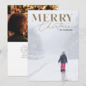 Cartes Pour Fêtes Annuelles Gold Joyry Script Serif Christmas Portrait (Devant / Derrière)