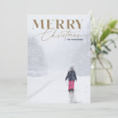 Cartes Pour Fêtes Annuelles Gold Joyry Script Serif Christmas Portrait (Debout devant)