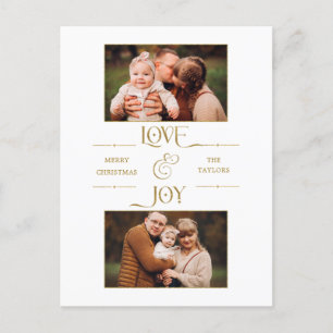 Cartes Pour Fêtes Annuelles Gold Love & Joy Typography 2-Photo