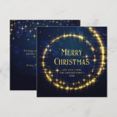 Cartes Pour Fêtes Annuelles Gold Navy Blue Sparkle Lights Étoiles de Noël (Devant / Derrière)