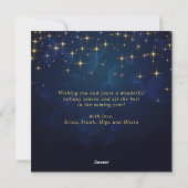 Cartes Pour Fêtes Annuelles Gold Navy Blue Sparkle Lights Étoiles de Noël (Dos)