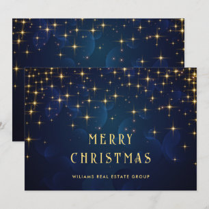 Cartes Pour Fêtes Annuelles Gold Navy éclats Noël d'entreprise