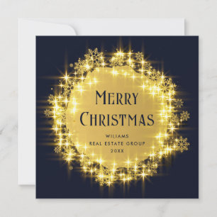 Cartes Pour Fêtes Annuelles Gold Navy éclats Noël d'entreprise
