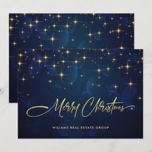 Cartes Pour Fêtes Annuelles Gold Navy éclats Noël d'entreprise