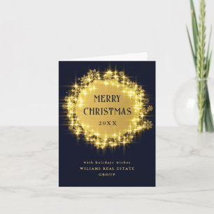Cartes Pour Fêtes Annuelles Gold Navy éclats Noël d'entreprise