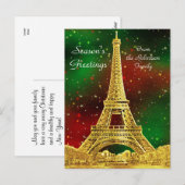 Cartes Pour Fêtes Annuelles Gold Paris Skyline #2 Christmas Starry (Devant / Derrière)