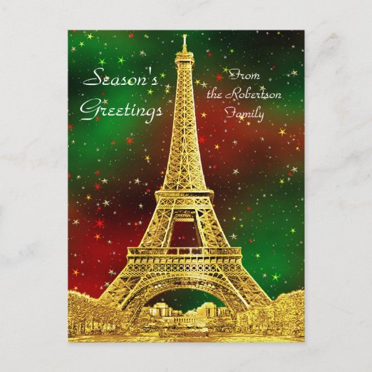 Cartes Pour Fêtes Annuelles Gold Paris Skyline #2 Christmas Starry (Devant)