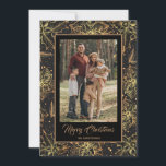Cartes Pour Fêtes Annuelles Gold Poinsettias Black Christmas Photo<br><div class="desc">Des poinsettias d'or, des saints et des baies sur un arrière - plan noir et votre photo préférée avec Joyeux Noël et vos noms en lettres chic sont une belle façon d'envoyer des réjouissances de vacances. Sélectionnez Matte pour le papier le plus lourd et la haute définition pour une meilleure...</div>