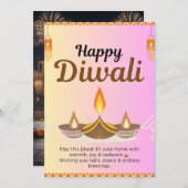 Cartes Pour Fêtes Annuelles Gold & Purple Diwali Greeting Card (Devant / Derrière)