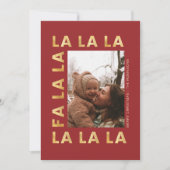 Cartes Pour Fêtes Annuelles Gold & Red Fa la la Festive Family Christmas Photo (Devant)