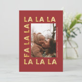 Cartes Pour Fêtes Annuelles Gold & Red Fa la la Festive Family Christmas Photo (Debout devant)