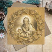 Cartes Pour Fêtes Annuelles Gold Religieux Christian Noël Nativité Scène