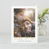 Cartes Pour Fêtes Annuelles Gold script heureux vacances rouge tartan photo (Debout devant)