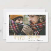 Cartes Pour Fêtes Annuelles Gold script heureux vacances vert tartan photo (Devant)