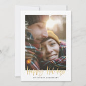 Cartes Pour Fêtes Annuelles Gold script heureux vacances vert tartan photo (Devant)