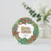 Cartes Pour Fêtes Annuelles Gold Script Holiday Joyeux Noël Cicule Card (Debout devant)