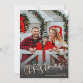 Cartes Pour Fêtes Annuelles Gold Script Joyeuse photo de Noël (Devant)