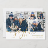 Cartes Pour Fêtes Annuelles Gold Script Joyeux 4 Photo Christmas Holiday Card (Devant)