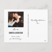 Cartes Pour Fêtes Annuelles Gold Script photo de vacances nouvellement mariée  (Dos)