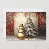 Cartes Pour Fêtes Annuelles Gold Snowman Christmas Tree Holiday Card (Dos)