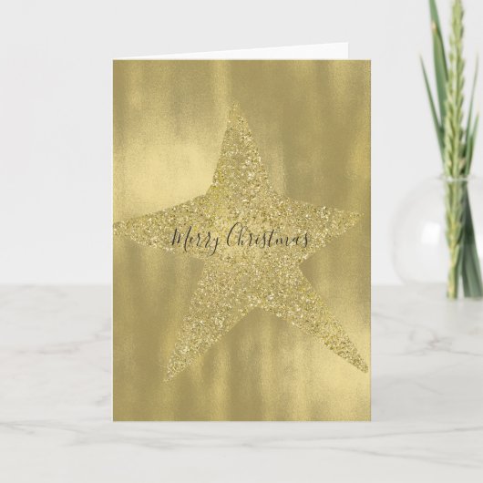 Cartes Pour Fêtes Annuelles Gold Sparkly Star (Devant)