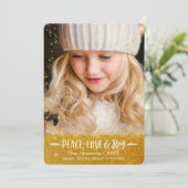 Cartes Pour Fêtes Annuelles Gold Stars Peace Love Joy Modern Script (Debout devant)