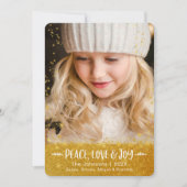 Cartes Pour Fêtes Annuelles Gold Stars Peace Love Joy Modern Script (Devant)