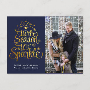 Cartes Pour Fêtes Annuelles Gold Tis the Season to Sparkle Photo personnalisée