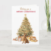 Cartes Pour Fêtes Annuelles Gold Tree Irish Terrier Dog Christmas (Devant)