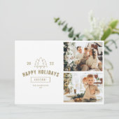 Cartes Pour Fêtes Annuelles Gold Tree Joyeux Vacances Famille Multi Photo (Debout devant)