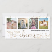 Cartes Pour Fêtes Annuelles Gold Trendy New Year Cheers Photo Collage (Devant)